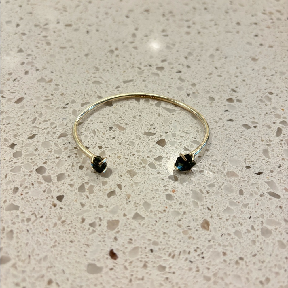 Kendra Scott Merida Gold Pinch Cuff Bracelet gold and green/blue stone